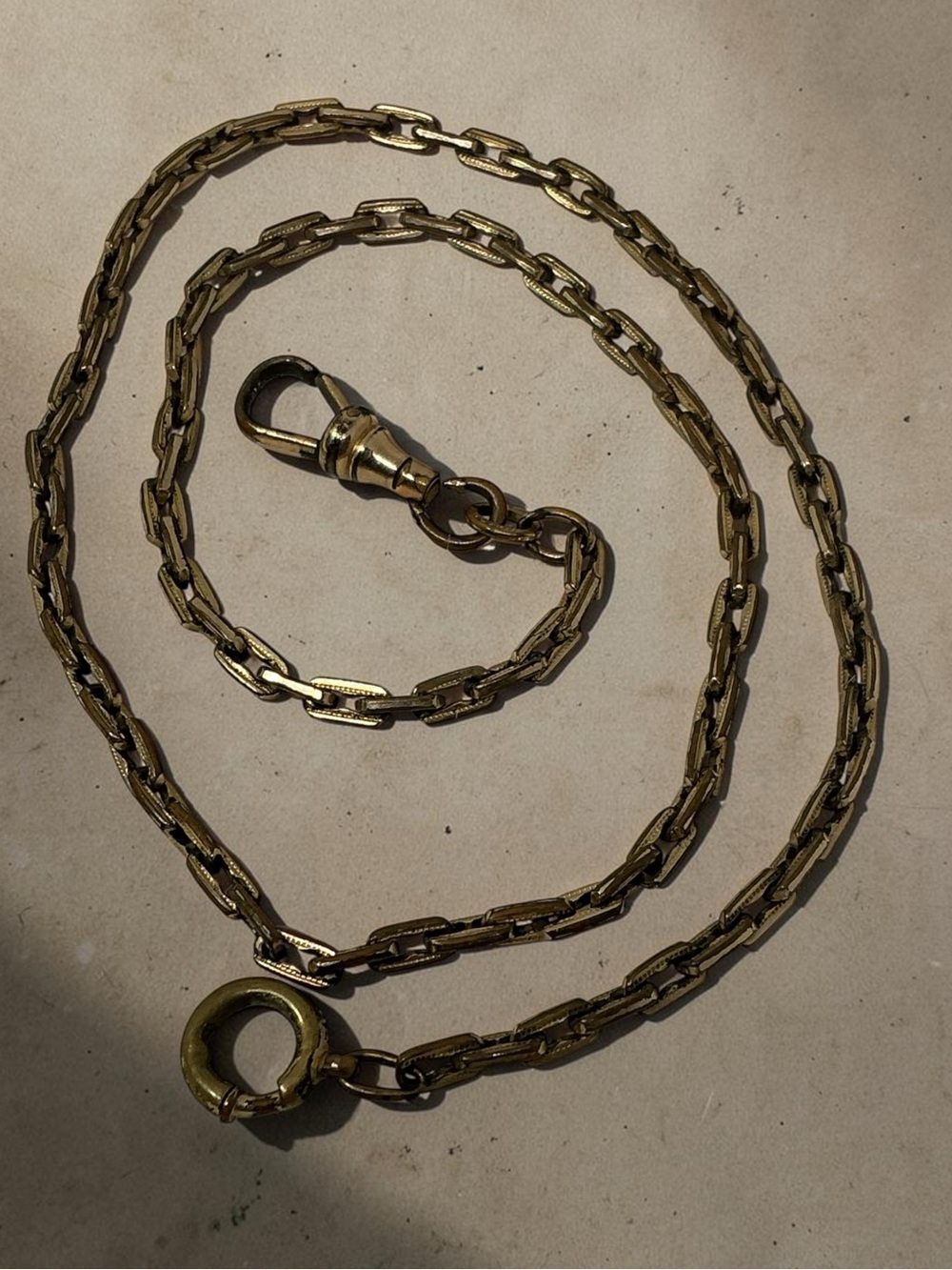 Antique Union Chain Co. 12K GF Watch Chain 15" Signed Pocket Fob Albert
